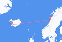 ノルウェーのサンドネスジョエンから、アイスランドのレイキャビクまでのフライト