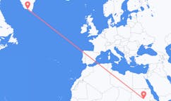 Flyg från Khartoum, Sudan till Qaqortoq, Grönland