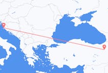 Flyreiser fra Zadar, Kroatia til Erzurum, Tyrkia