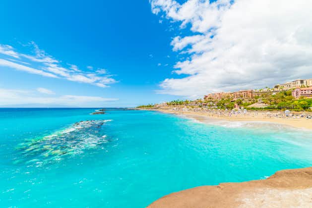 Photo of El Duque beautiful beach at Costa Adeje. Tenerife, Canary Islands, Spain.