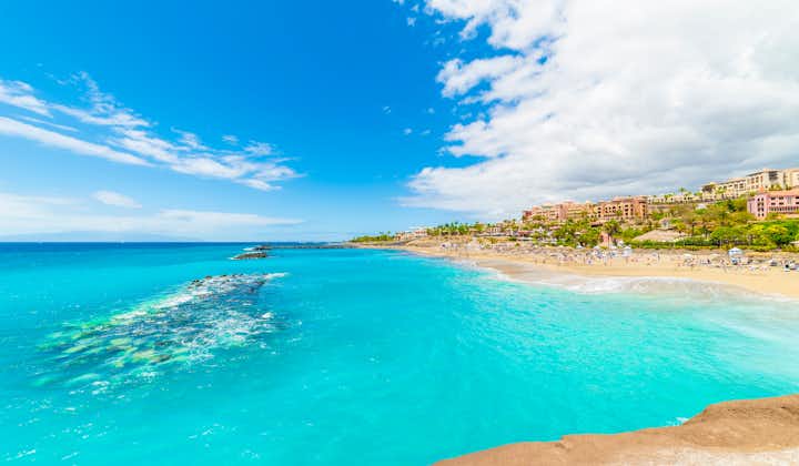 Photo of El Duque beautiful beach at Costa Adeje. Tenerife, Canary Islands, Spain.