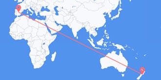 Flyg från Nya Zeeland till Spanien