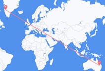 Vluchten van Rome, Australië naar Kangerlussuaq, Groenland
