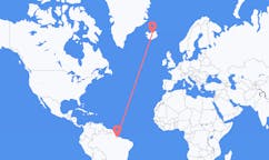 Flights from the city of Belém, Brazil to the city of Akureyri, Iceland