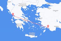 Vluchten van Preveza, Griekenland naar Dalaman, Turkije