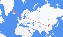 Flyg från staden Xi'an, Kina till staden Akureyri, Island