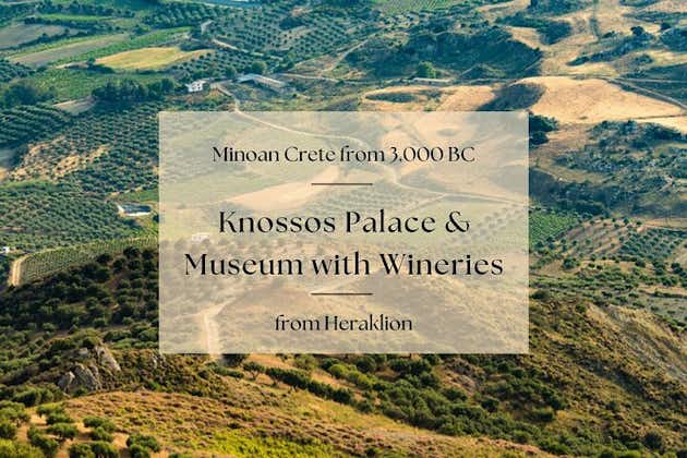 Minoan Creta de 3.000 aC: Palácio e Museu de Knossos com vinícolas de Heraklion