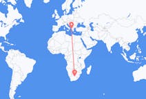 Flyreiser fra Kimberley, Nordkapp, Sør-Afrika til Korfu, Hellas