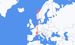 Flyrejser fra Kristiansund, Norge til Toulon, Frankrig