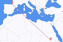 Flyrejser fra Khartoum, Sudan til Biarritz, Frankrig