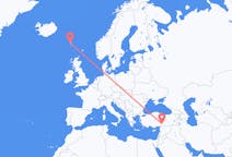 Vluchten van Sørvágur, Faeröer naar Kahramanmaraş, Turkije