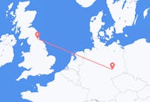 Flyg från Durham, England till Leipzig