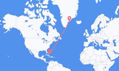 Flights from Deadman's Cay Settlement, the Bahamas to Kulusuk, Greenland