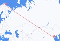 Vluchten van Qingdao, China naar Kirkenes, Noorwegen