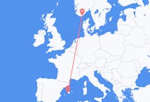 Vluchten van Kristiansand, Noorwegen naar Palma, Spanje