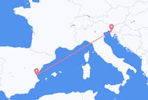 Flyrejser fra Trieste, Italien til Valencia, Spanien