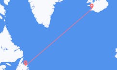 Fly fra byen Gander, Canada til byen Reykjavik, Island