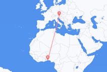 Flyreiser fra Cotonou, Benin til Klagenfurt, Østerrike