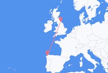 Fly fra La Coruña til Durham, England