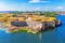 Photo of scenic summer aerial view of Suomenlinna (Sveaborg) sea fortress in Helsinki, Finland.
