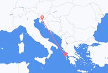 Vluchten van Rijeka, Kroatië naar Kefalinia, Griekenland