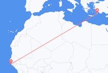 Flyg från Cap Skidåkning, Senegal till Rhodes, England, Grekland