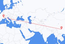 Flyg från Luzhou, Kina till Grenoble, Frankrike