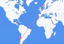 Flyreiser fra Concepción, Chile til Kristiansand, Norge