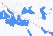 Flyreiser fra Muscat, Oman til Strasbourg, Frankrike