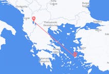 Vluchten van Ohrid, Noord-Macedonië naar Ikaria, Griekenland