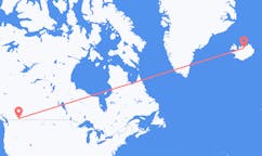 航班从加拿大卡斯尔加市到阿克雷里市，冰岛塞尔