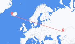 Fly fra byen Aktobe til byen Reykjavik
