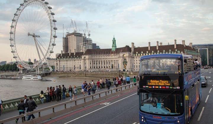 Sightseeing Londen bij nacht met open bus met live commentaar