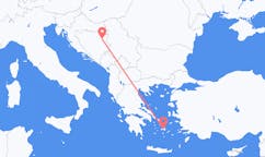 ボスニア・ヘルツェゴビナのトゥズラから、ギリシャのナクソス島までのフライト
