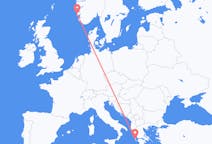 出发地 希腊从 凯法利尼亚岛目的地 挪威海宁格松的航班