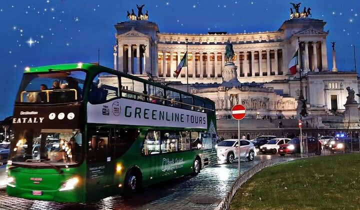 Illuminated Rome by Open Top Bus with stop at Eataly for Italian Best Food
