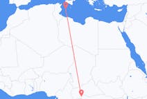 Flyg från Bangui, Centralafrikanska republiken till Lampedusa, Italien
