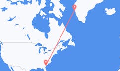 来自美国希尔顿黑德岛目的地 格陵兰瑪尼特索克的航班