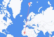 Flyrejser fra Bobo-Dioulasso til Svalbard