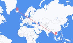 航班从越南富国岛市到阿克雷里市，冰岛塞尔