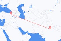 Flyreiser fra New Delhi, India til Erzurum, Tyrkia