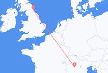 Flyreiser fra Milano, Italia til Newcastle upon Tyne, England