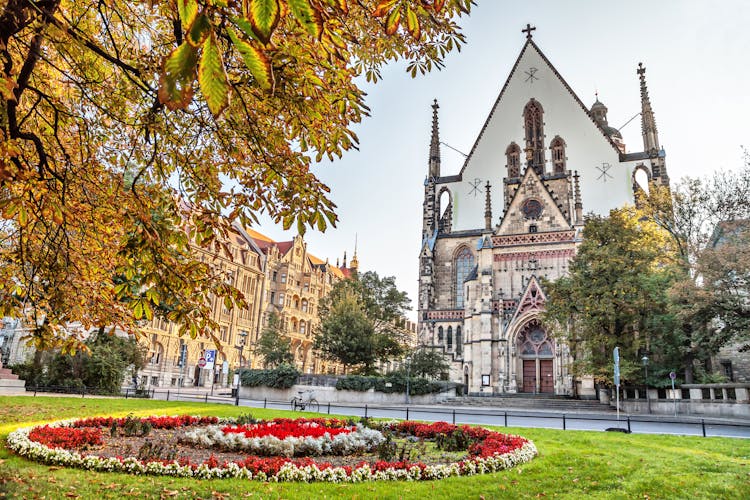 Photo of Facade of St. Thomas Church (Thomaskirche) in Leipzig, Germany.