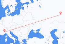 Flyg från Ufa, Ryssland till Turin, Italien