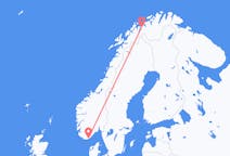 Vluchten van Sørkjosen, Noorwegen naar Kristiansand, Noorwegen