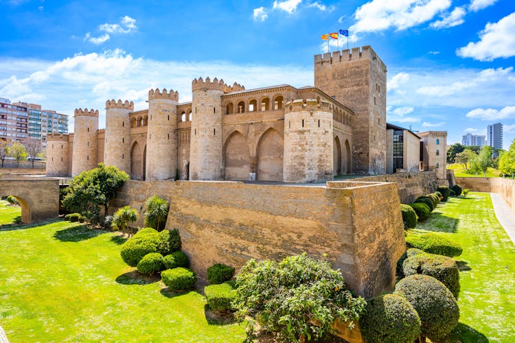 Photo of a fortified medieval Islamic palace in Zaragoza , Spain.