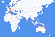 Flyreiser fra Biloela, Australia til Milano, Italia