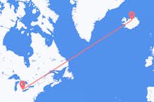 Flyrejser fra Detroit, USA til Akureyri, Island