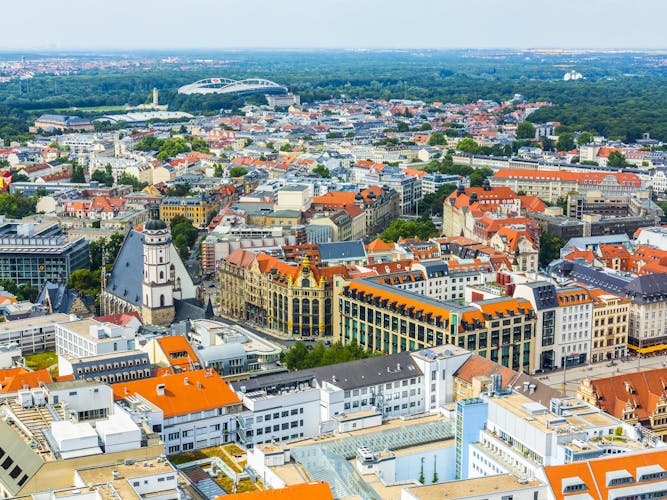 Photo of aerial view to city of Leipzig.