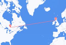 캐나다발 티민스, 스코틀랜드행 글래스고 항공편